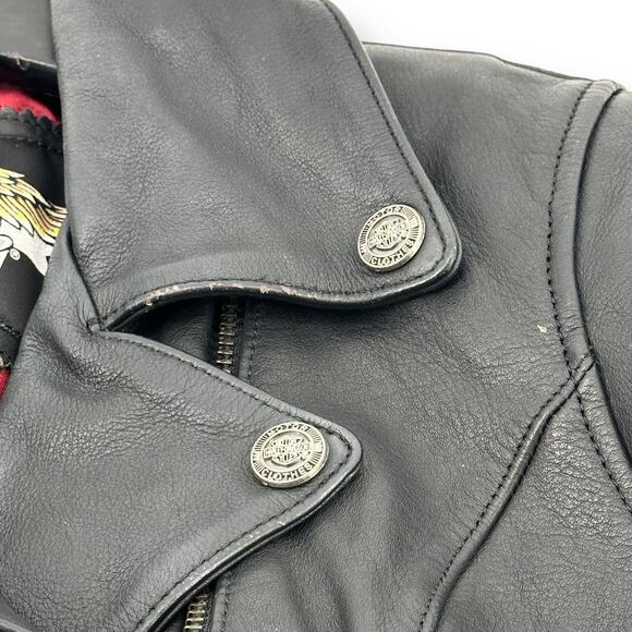 Harley Davidson Black Leather Stud Motorcycle Jacket Coat Womens Size XS - Picture 5 of 16